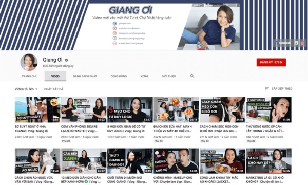 Kênh Vlog của Giang Ơi