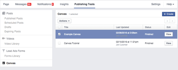 Tạo quảng cáo Canvas Facebook trong Fanpage