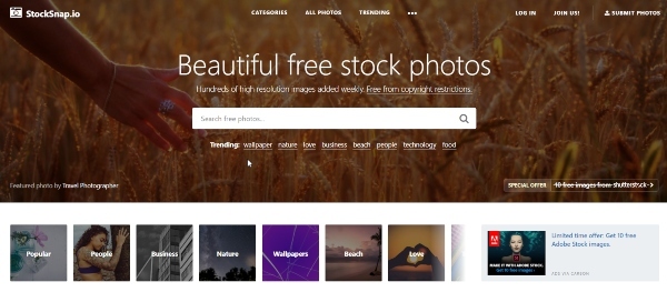 Website ảnh dành cho Designer - StockSnap.io