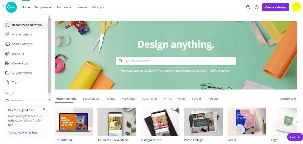 Trang web tạo poster trực tuyến hay nhất - Canva