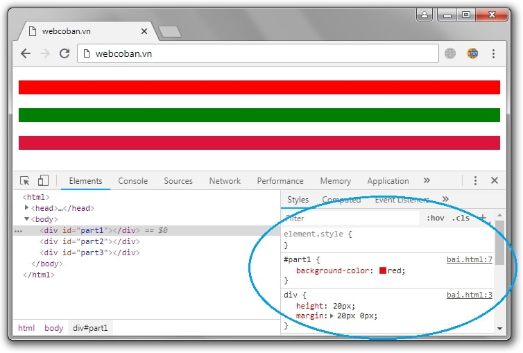 Di chuyển con chuột đến vùng khoanh tròn