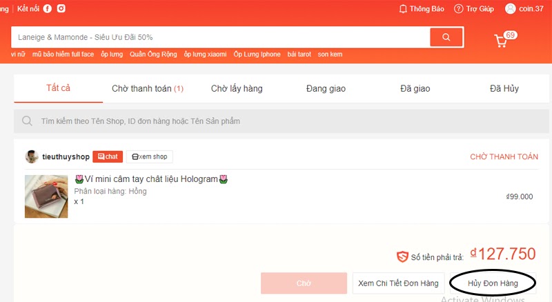 Hủy đơn hàng đơn giản