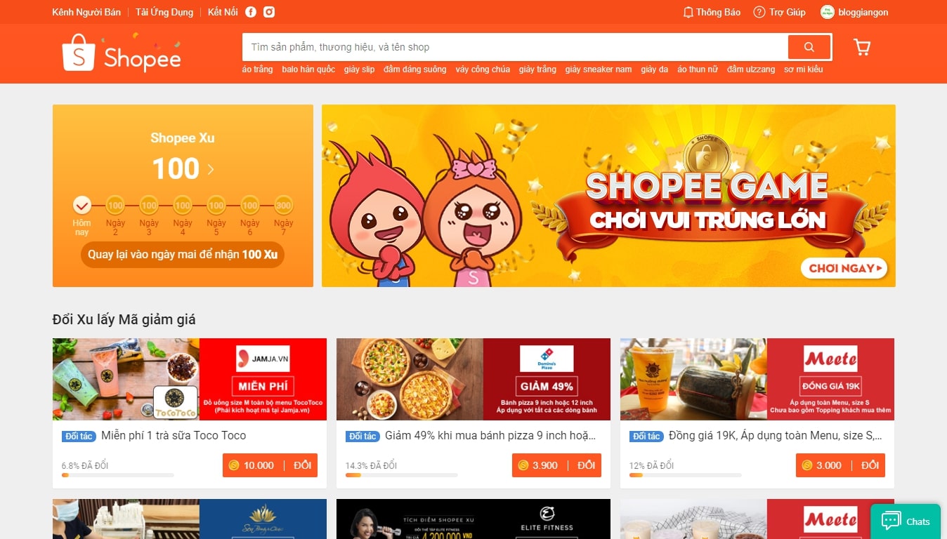 Sử dụng xu để đổi lấy các mã giảm giá