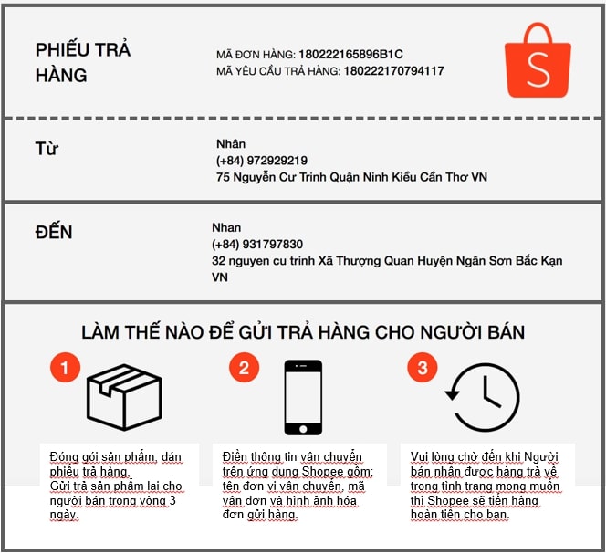 Thông tin về khiếu nại trên Shopee