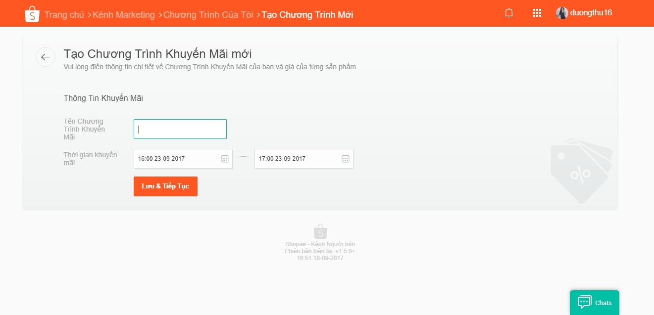 Tạo chương trình khuyến mãi