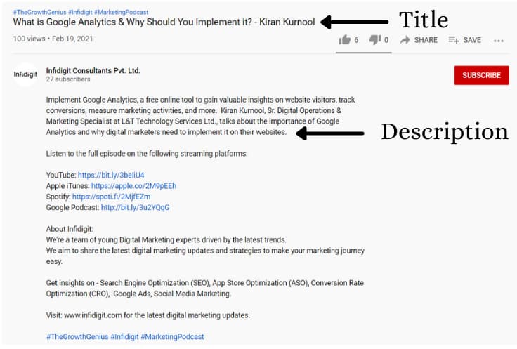 Chú ý đến tiêu đề và mô tả