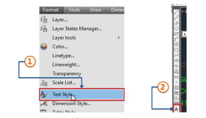 Giao diện cửa sổ Text style