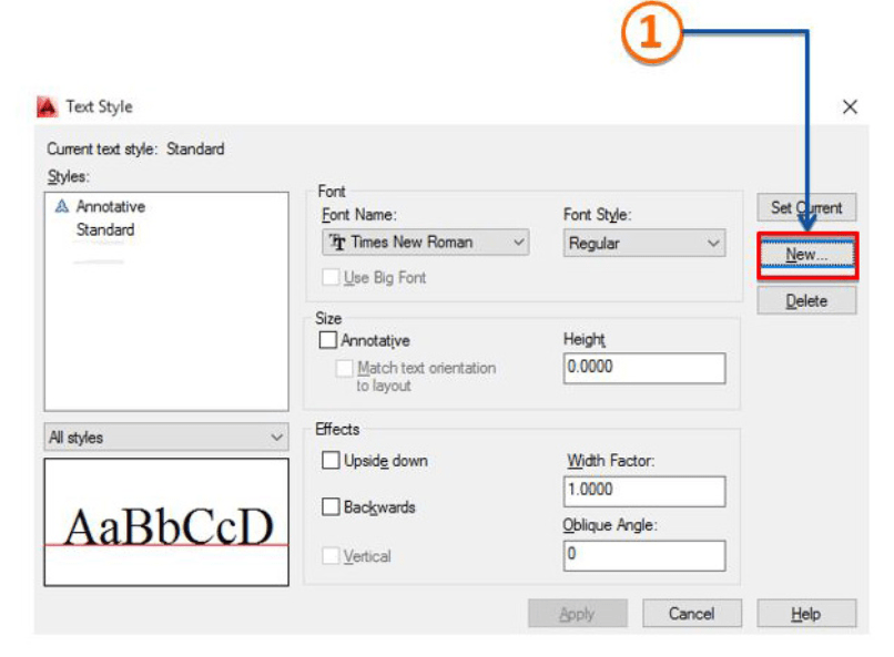Giao diện thiết lập text style
