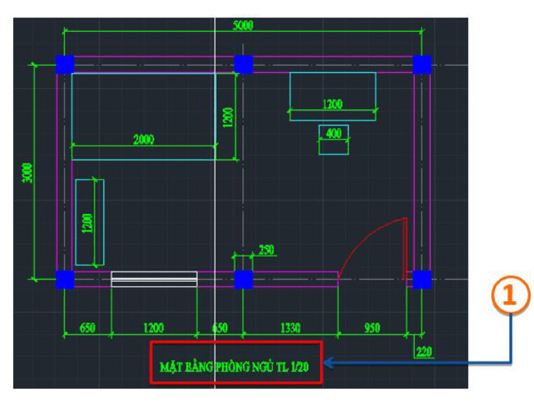 Sự dụng lệnh Text để có thể đặt tên cho bản vẽ