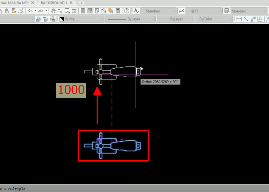 Dùng lệnh copy theo khoảng cách trong cad copy chi tiết đối tượng theo khoảng cách xác định
