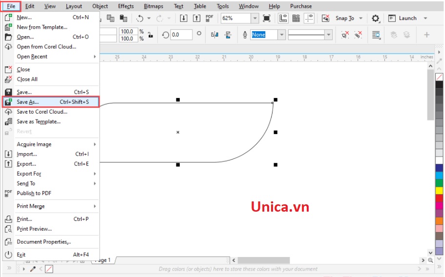 Lưu file định dạng Corel