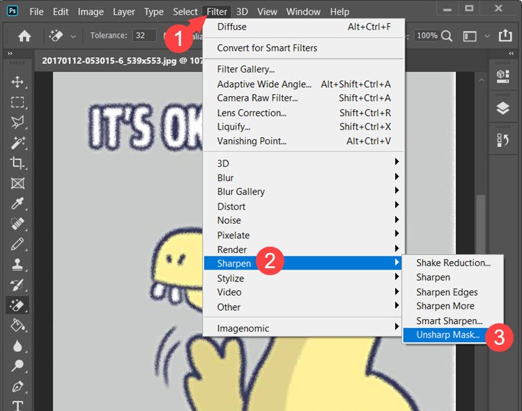 Sử dụng bộ lọc Unsharp Mask.