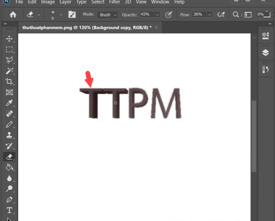 Bạn click vào vùng ảnh cần xóa