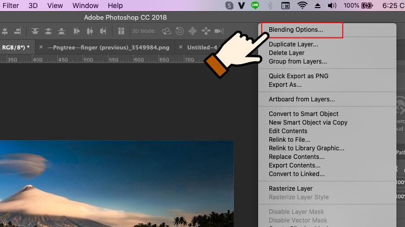 Chọn Blending Options