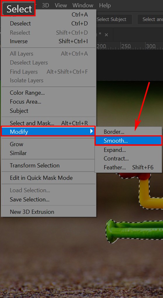 Dùng lệnh Smith bo vùng chọn