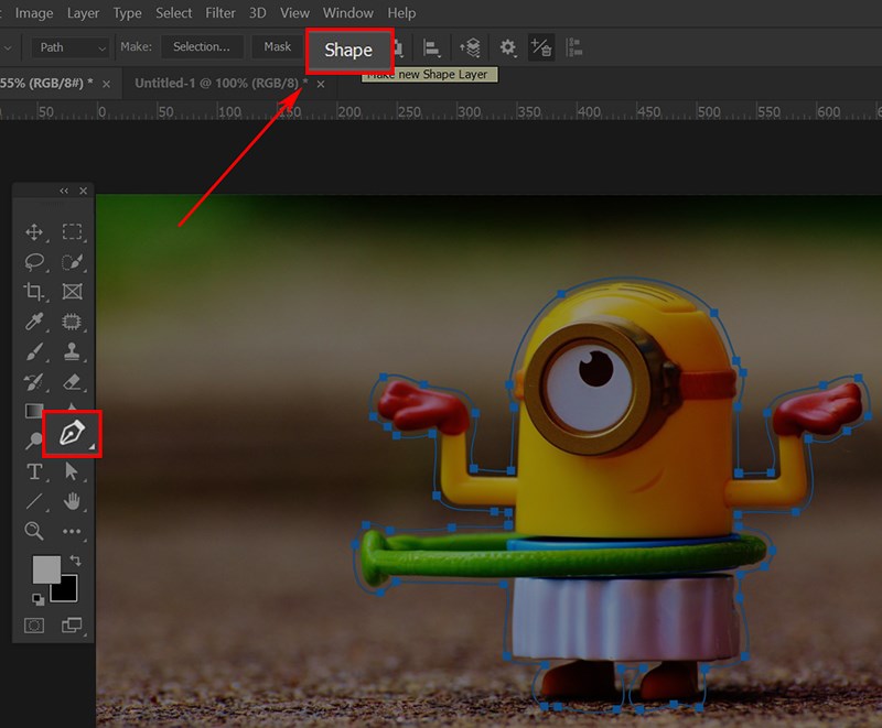 Dùng Shape để khép kín vùng chọn
