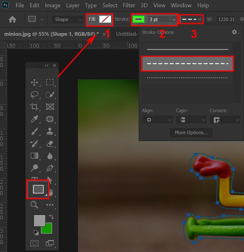 Vẽ đường viền bằng công cụ Shape