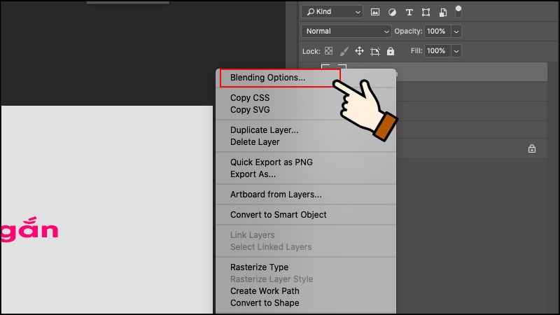 Chọn mục Blending Option