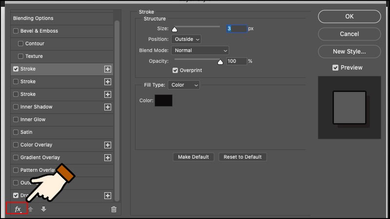 Nhấn chọn mục fx