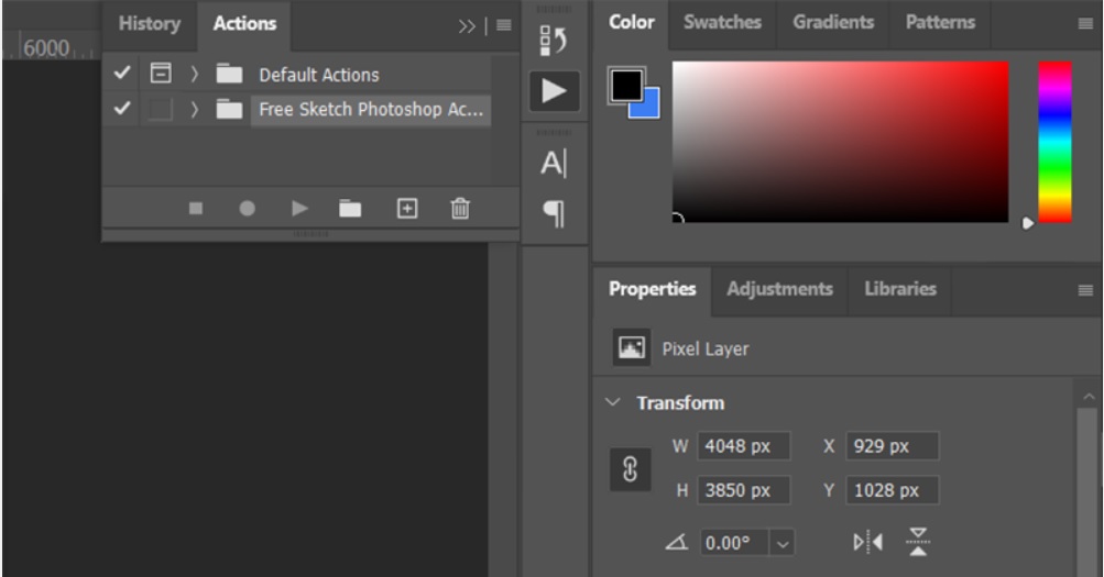 Action mới tải đã xuất hiện trong photoshop