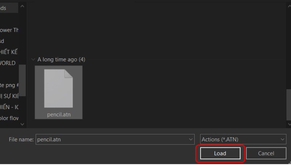 file action (. atn ) và chọn load để cài đặt