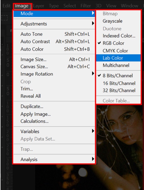 Điểu chỉnh sang hệ màu LAB