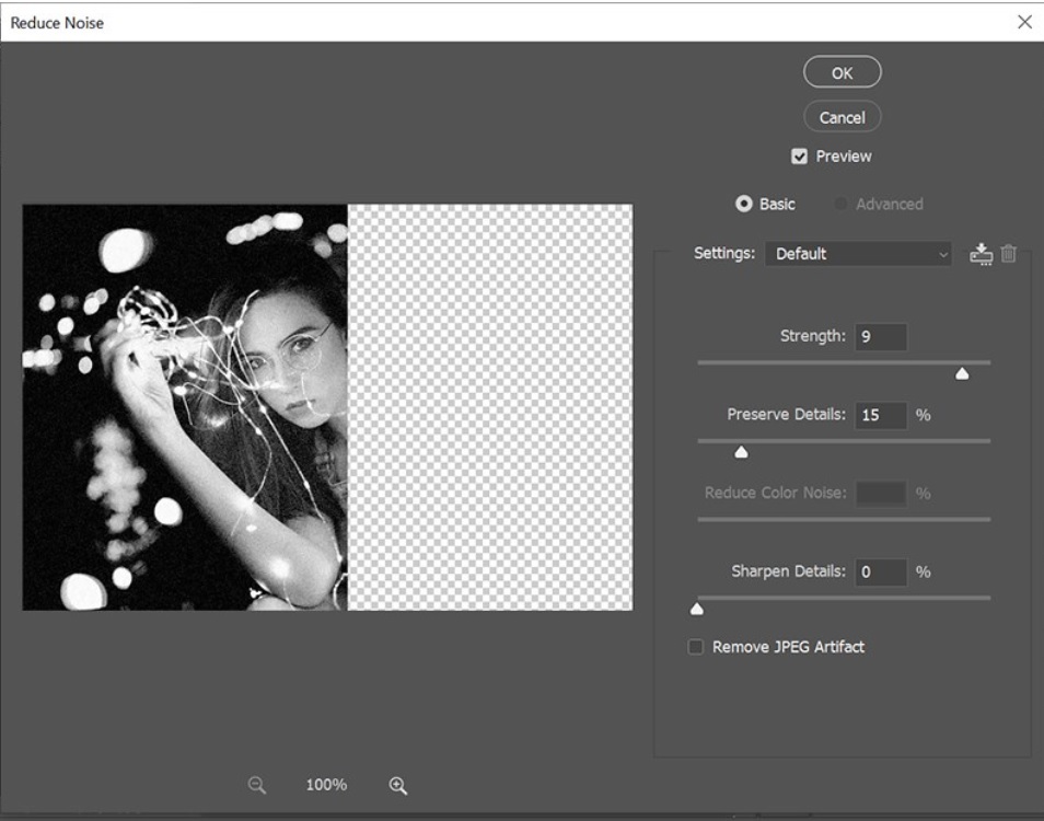 Điều chỉnh thông số giảm Noise cho kênh Lightness