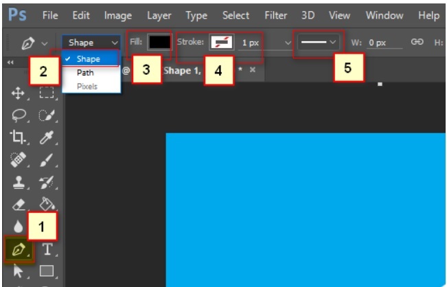 Pentool Shape là chế độ của Pen Tool cho phép bạn vẽ các hình dạng vector có màu nền (fill) và đường viền (stroke)