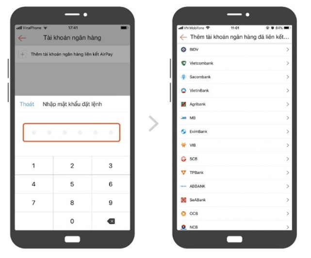 Nhập mã xác nhận liên kết
