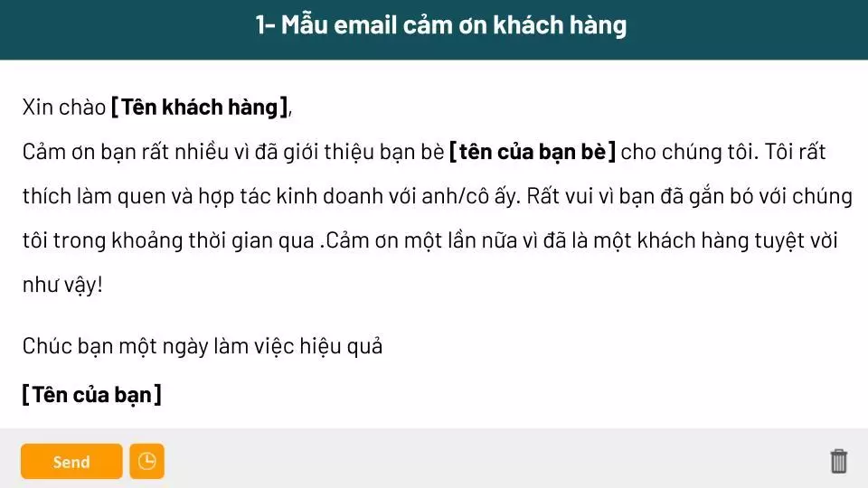 Mẫu Email gửi lời cảm ơn