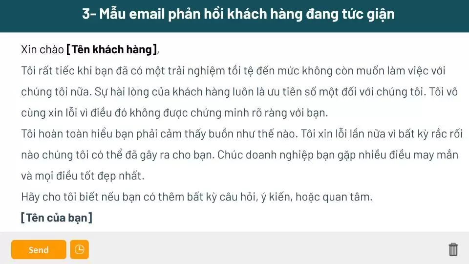 Mẫu Email khi nhận phản hồi tiêu cực