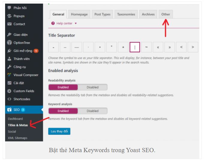 Bat the meta keyword trong wordpress