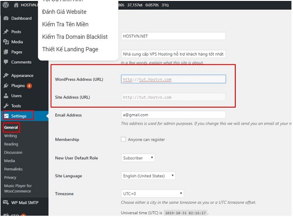 Thay doi URL trang web tren wordpress