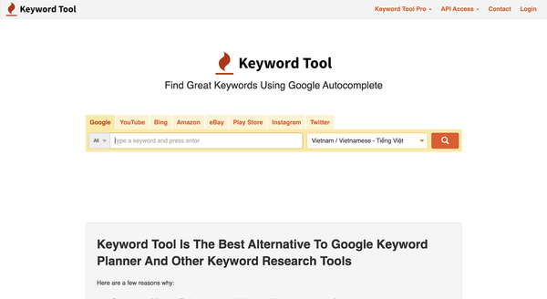 su dung cong cu keyword tool