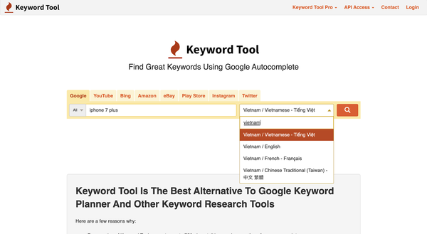 su dung cong cu keyword tool 1