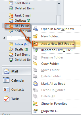 Hướng dẫn cách thêm Rss Feed bước 1