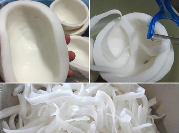 sơ chế cùi dừa