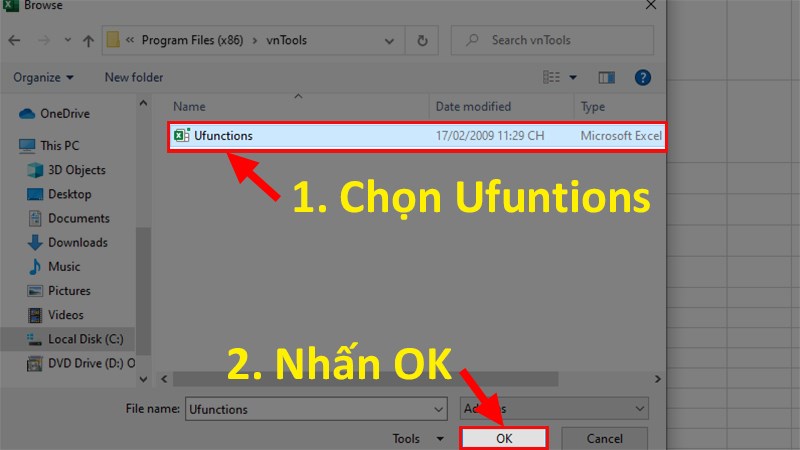 Click vào Ufuncations rồi nhấn OK