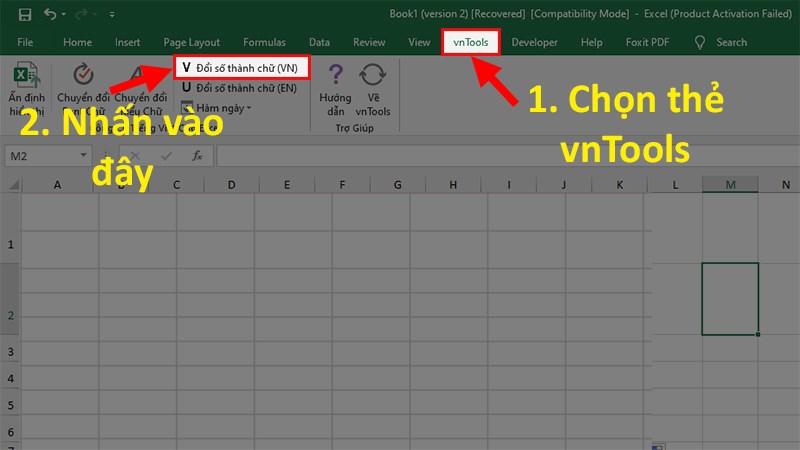 Chọn thẻ vnToolss để đổi chữ thành số
