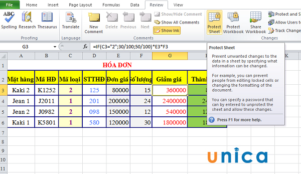 Nhập mật khẩu bảo vệ vào ô Password to unprotect sheet