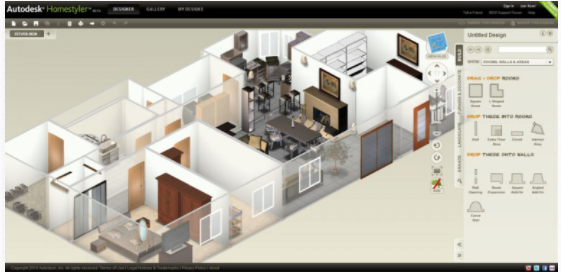 Giao diện phần mềm Autodesk Homestyler