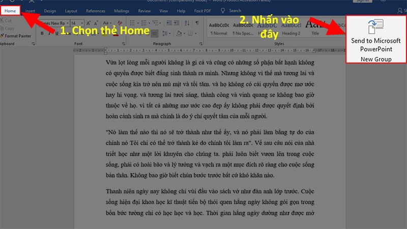 Bước 1: Chọn Slides from Outline