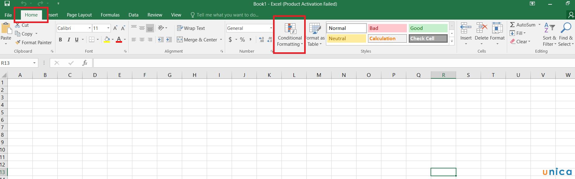 Cách tô màu có điều kiện trong Excel đối với định dạng ô trống