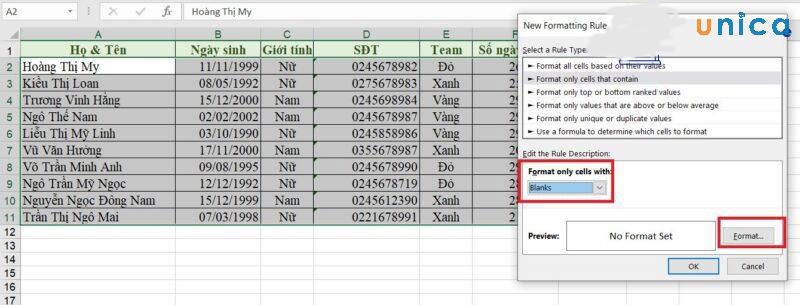 Cách tô màu dòng có điều kiện trong Excel trong 1 nốt nhạc