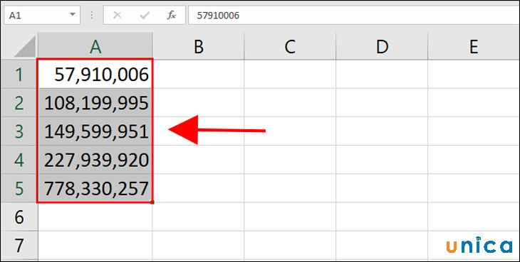 Dùng chuột bôi đen vùng dữ liệu