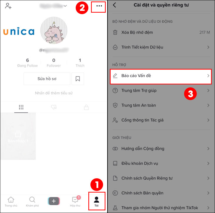 Chọn báo cáo vấn đề