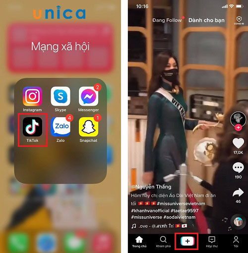 Nhấn dấu cộng