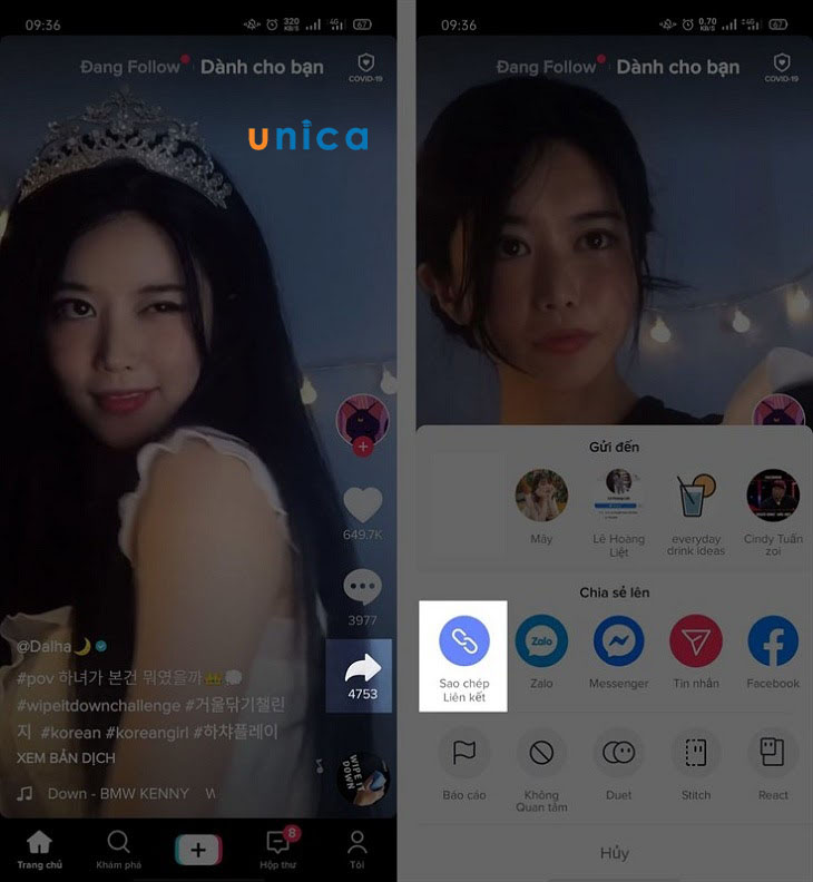 Chọn nút Sao chép liên kết