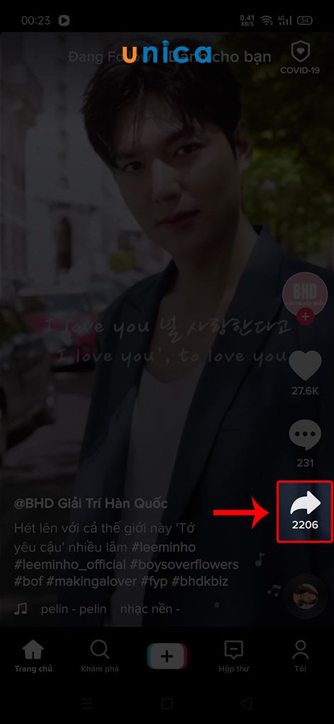 Chọn biểu tượng chia sẻ