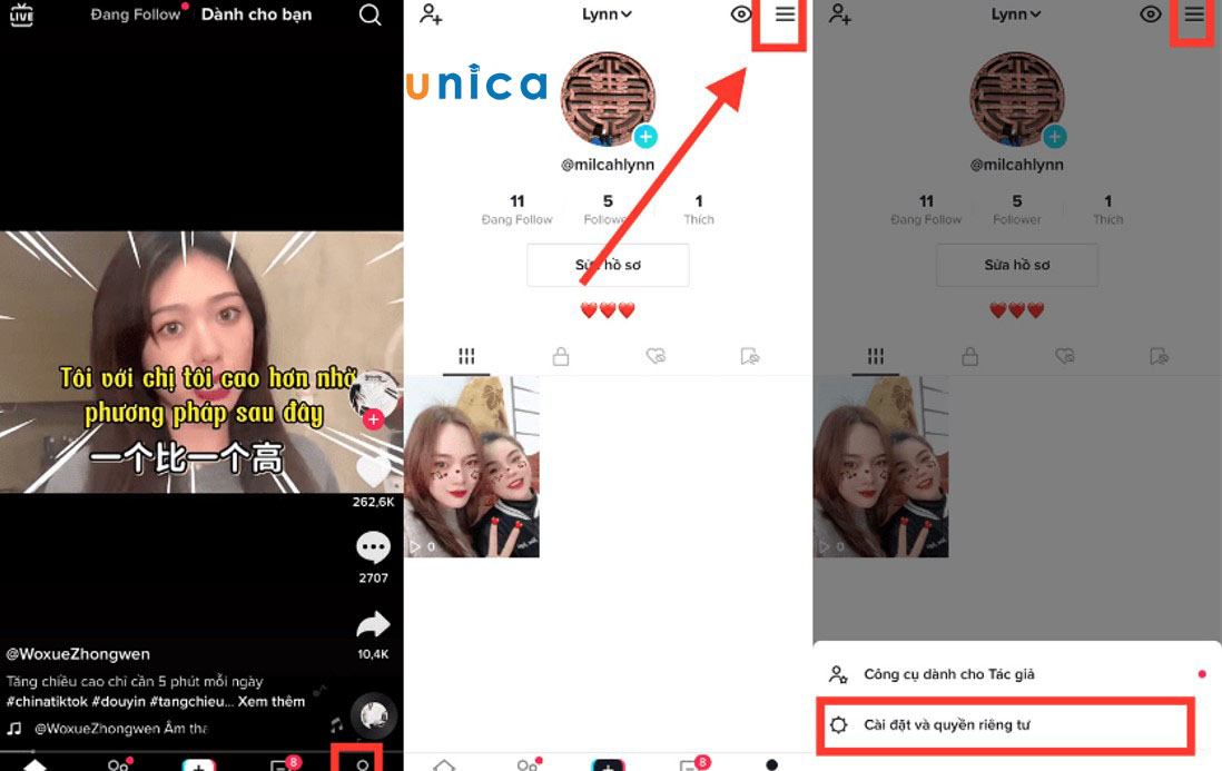 Cài đặt tài khoản và quyền riêng tư